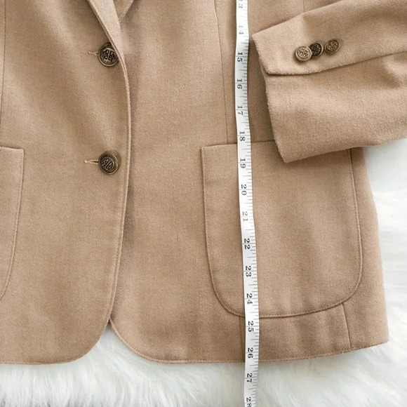 Vintage Sears Roebuck Blazer Sz 12 Wool Blend Camel Tan Brass Nautical Academia - Picture 9 of 10